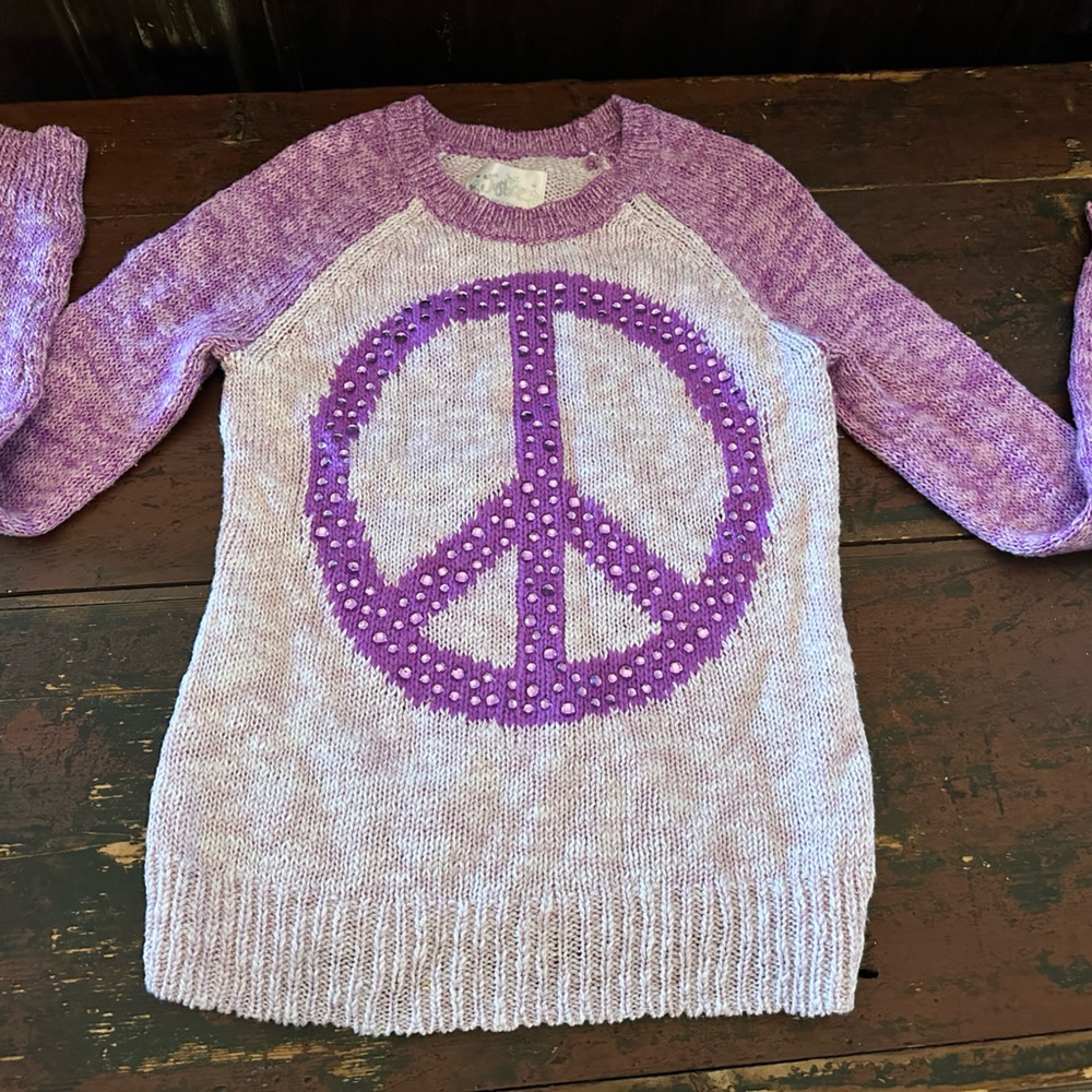 Girls Justice Peace sign sweater size 12